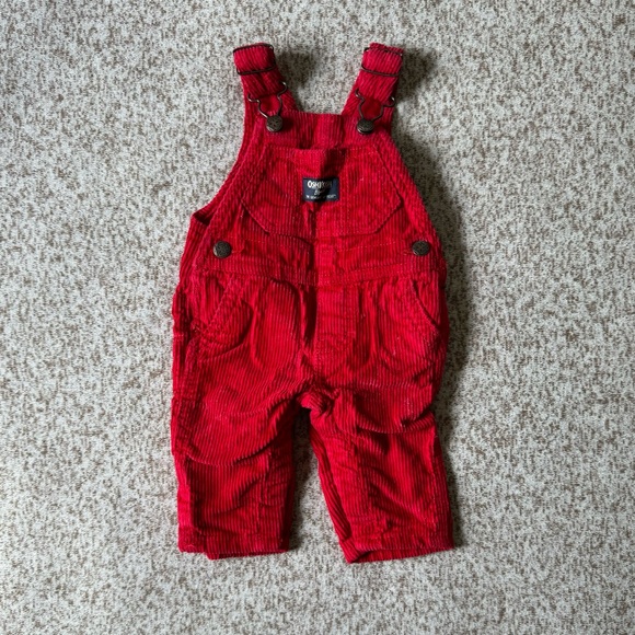 5/$25 Oshkosh Baby Red Corduroy Overalls - Picture 3 of 5